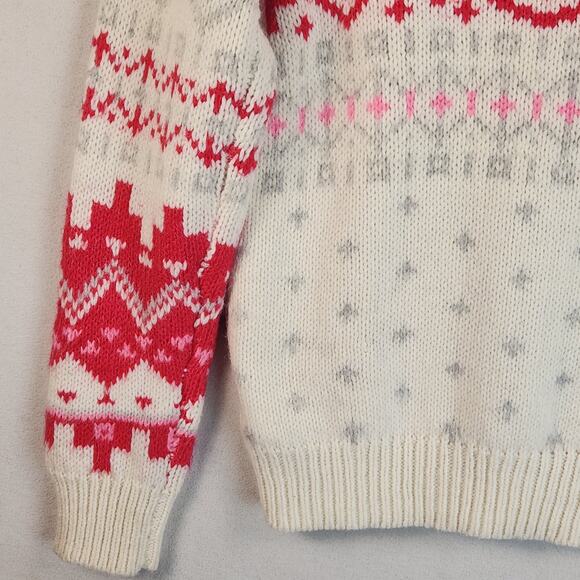 GAP Fair Isle Turtleneck Sweater Women's SZ M Wool/Alpaca Ski Sweater Red/Cream - Picture 8 of 12